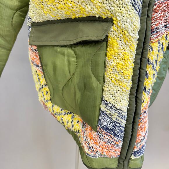 Pilcro Baja Knit & Quilted Puffer Liner Coat Size XS Boho Oversized Boxy - Picture 3 of 16
